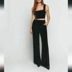 Reformation Wes Velvet Black Pant NEW Size 8
